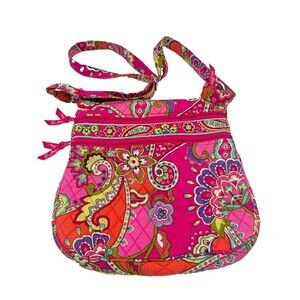 Vera Bradley Triple Zip Hipster Crossbody Bag Pink Multicolor Floral Paisley